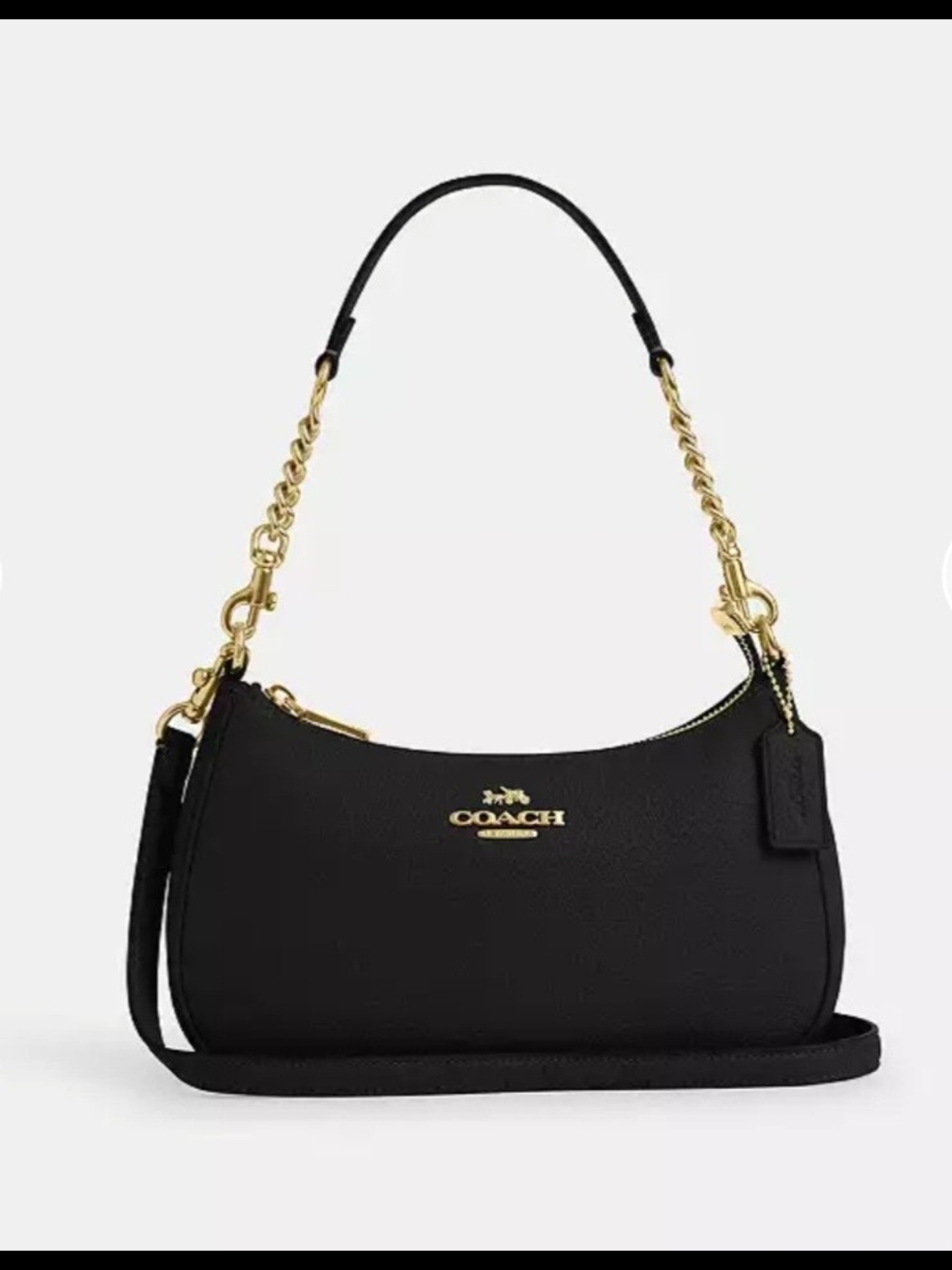 Coach Teri Black Pebbled Leather Gold Shoulder Crossbody Bag CV934